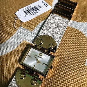 Michael Kors White Dial & Leather Strap Watch